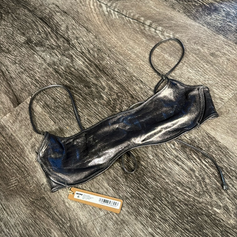 NWT SKIMS metallic micro scoop swim top